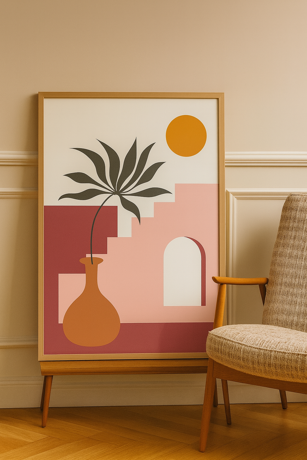 Abstract Botanical Vase Wall Art – Minimalist Modern Geometric Print ...