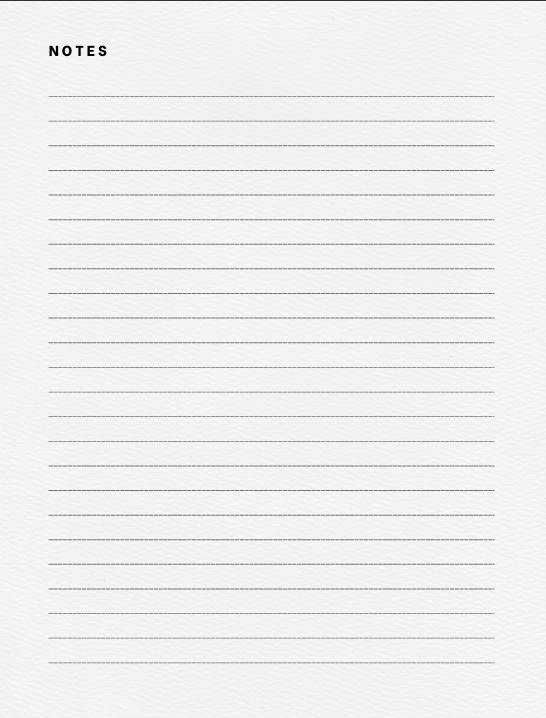 **"Notes page from Minimal Self-Reflection Journal with lined space for free writing, reflections, and capturing thoughts – minimalist black and white design with soft aesthetic, perfect for dailygratitude, personal growth, and mindful journaling."