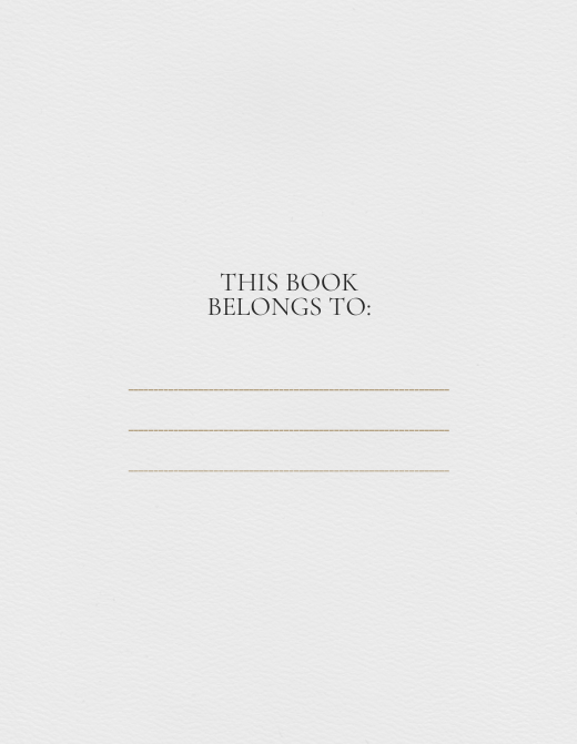 "Personalization page from Minimal Self-Reflection Journal reading This Book Belongs To with blank line for name – minimalist black and white design for printable journal."