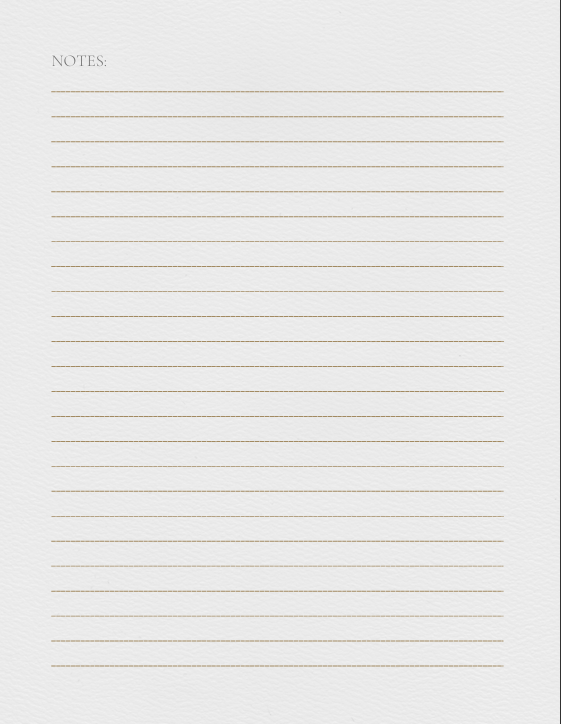 "Notes page from Minimal Self-Reflection Journal with lined space for free writing, reflections, and capturing thoughts – clean black and white minimalist design for printable journaling and personal growth."