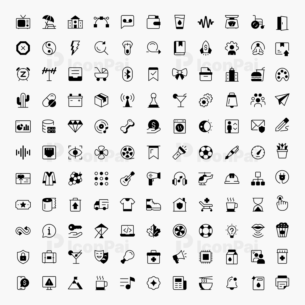 Basic UI Icons V4 – Half-filled style preview showing 125 modern UI and app icons.