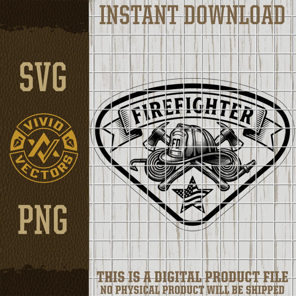 firefighter fireman svg png crossed axes helmet patriotic us flag badge vector laser engraving cut file for hats shirts patches