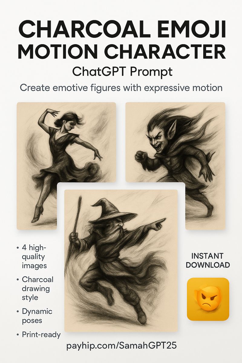 Turn Emojis Into Expressive Charcoal Characters (ChatGPT Prompt)