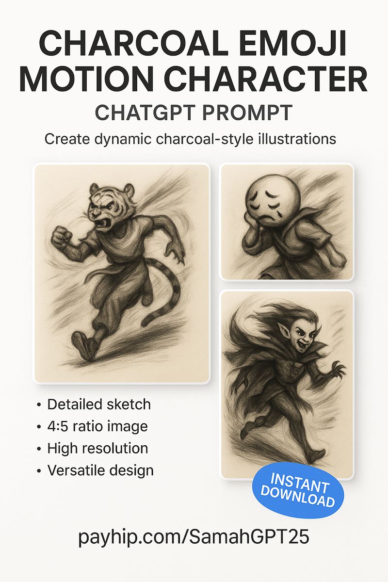 Turn Emojis Into Expressive Charcoal Characters (ChatGPT Prompt)