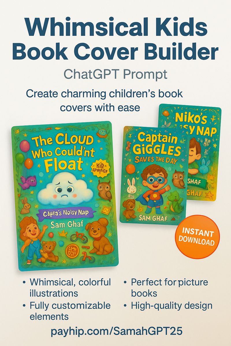 Whimsical Kids Book Cover Builder - ChatGPT Prompt to Create Children’s Book Covers in Minutes