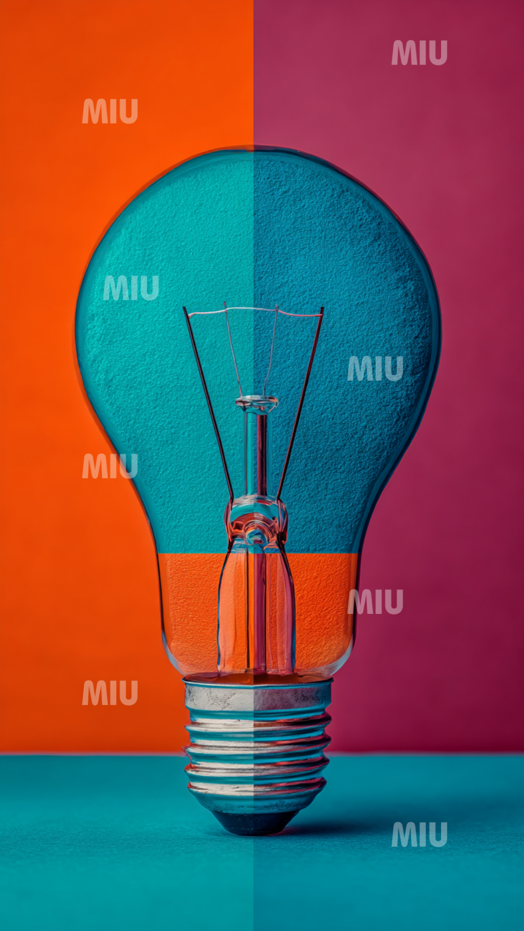 Ampoule artistique bicolore représentant l’idée qui prend forme, la créativité et la transformation d’une réflexion en projet concret.