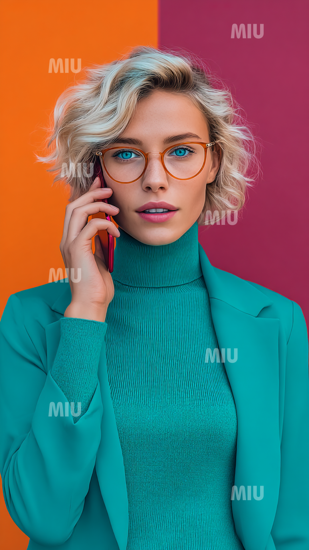 Portrait artistique d’une femme professionnelle concentrée au téléphone, symbolisant le focus, l’action et la prise de décision.