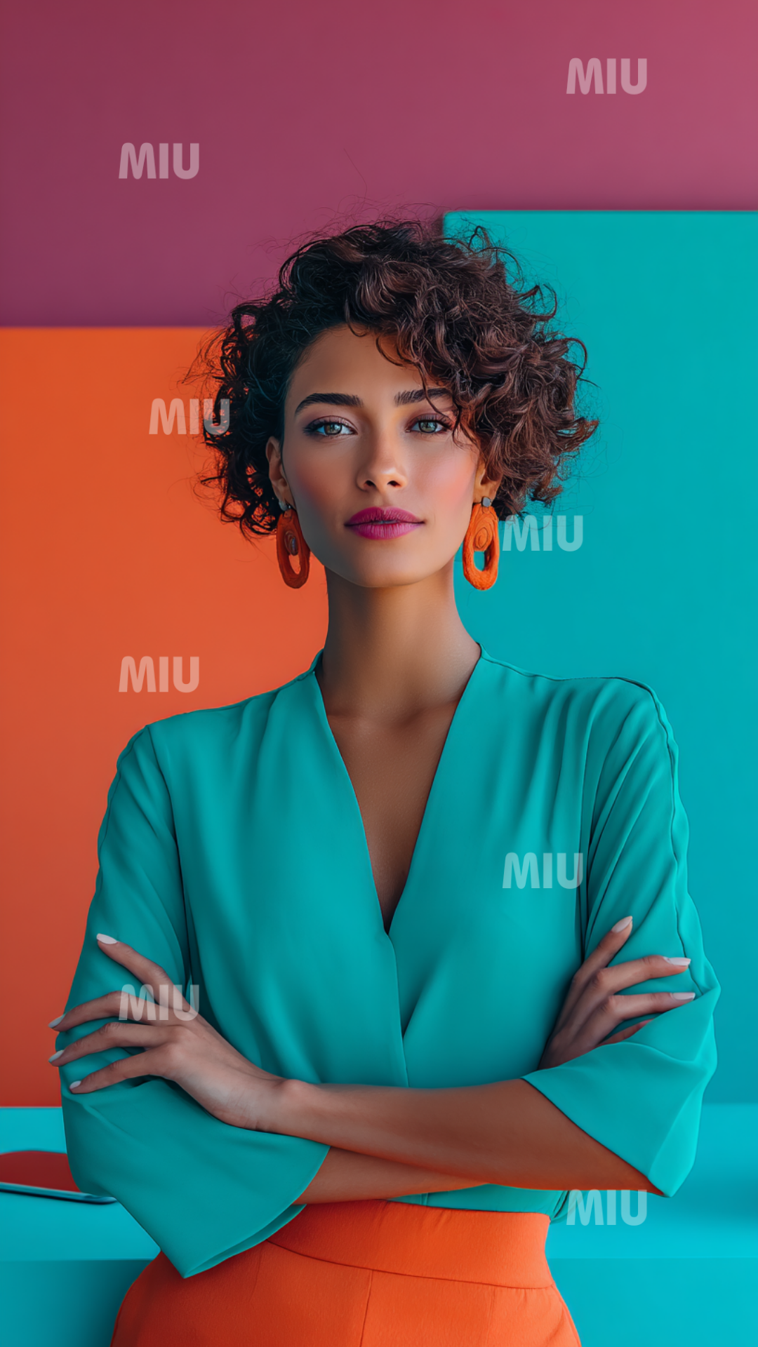 Portrait d’une femme de conviction, posture affirmée et regard assuré, symbolisant la confiance en soi et le leadership féminin.