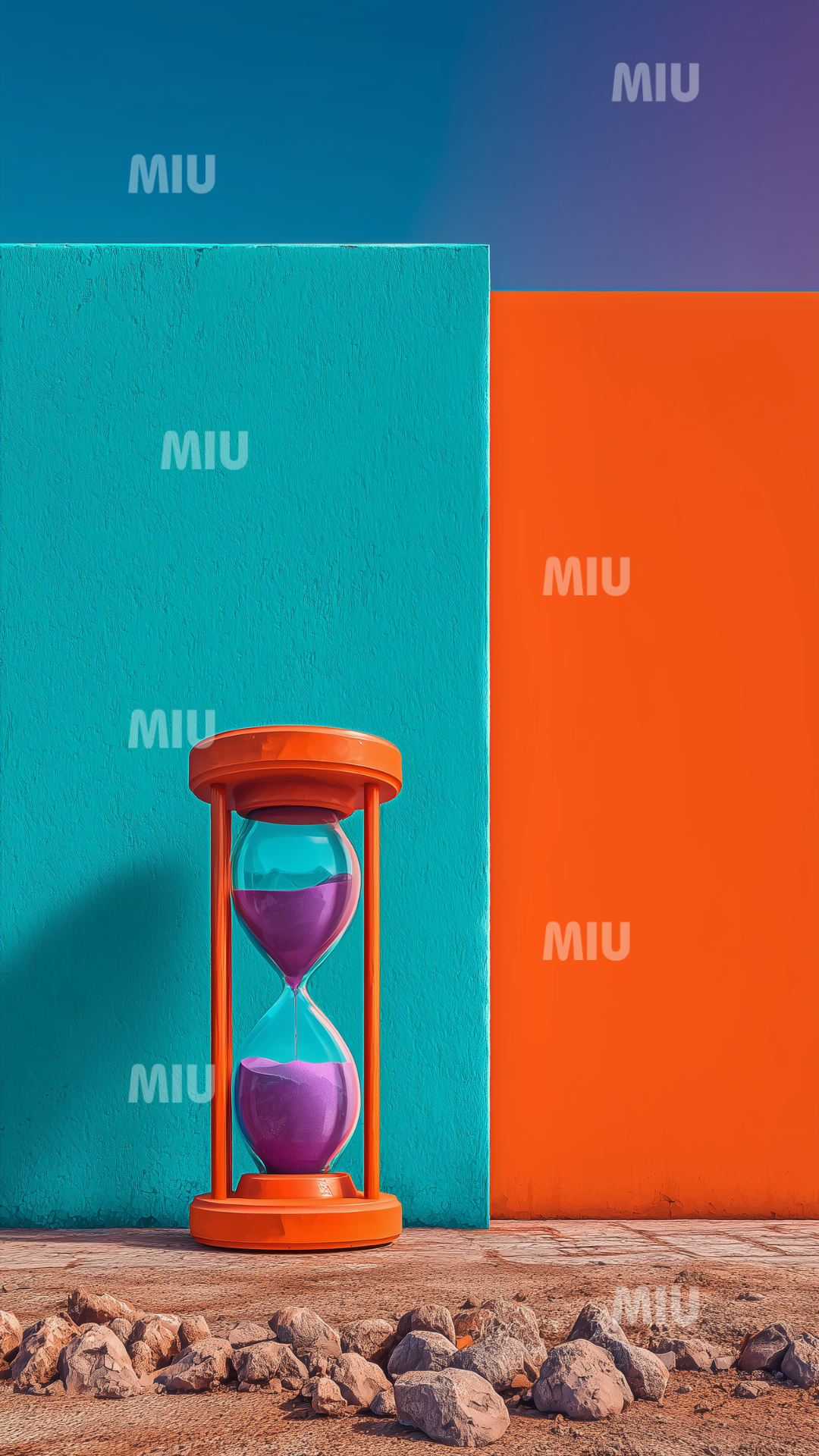 Sablier coloré symbolisant le temps qui s’écoule en équilibre, la gestion du temps et l’alignement créatif pour entrepreneuse.