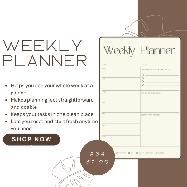 Simple weekly planner page for organizing tasks and priorities
