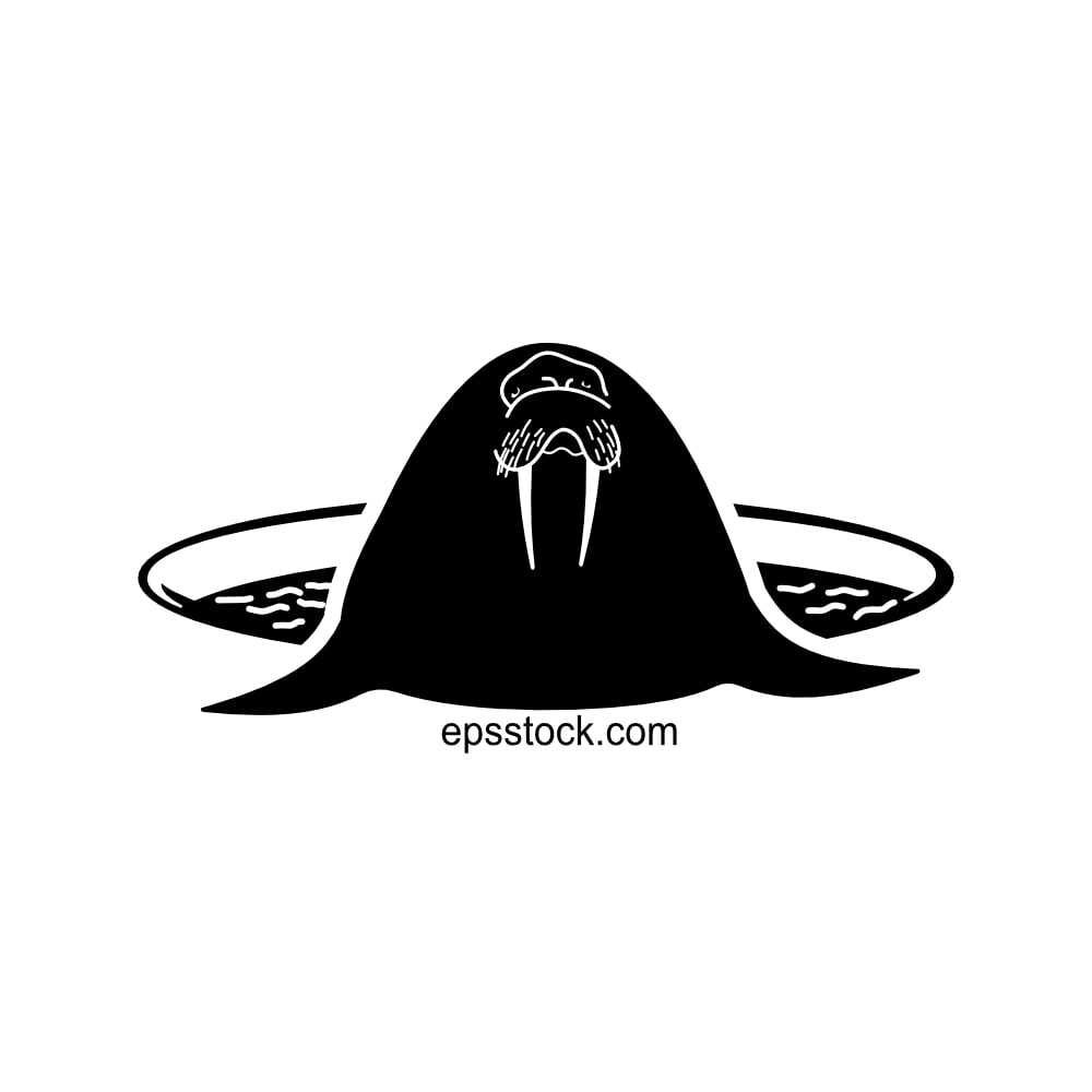 walrus in an ice hole