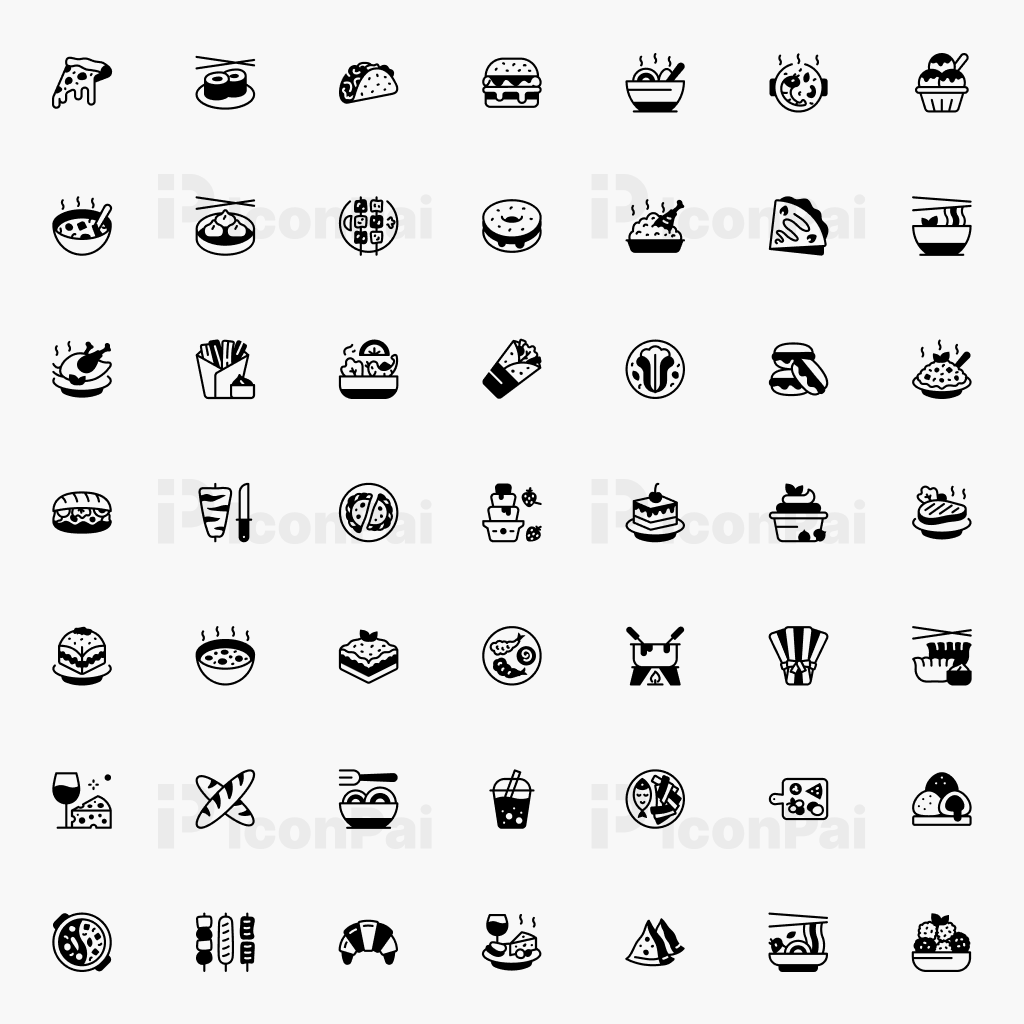 Food Tourism Icons – Half-filled style preview showing food tourism and culinary travel icons.