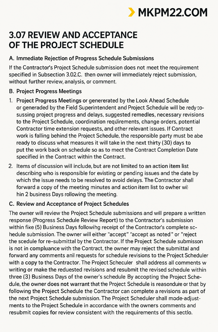 3.5 Project Schedule (Review and Acceptance of the Project Schedule)