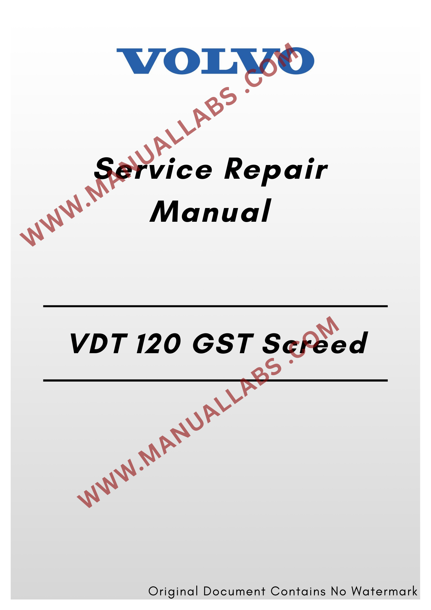 Volvo VDT 120 GST Screed Service Repair Manual