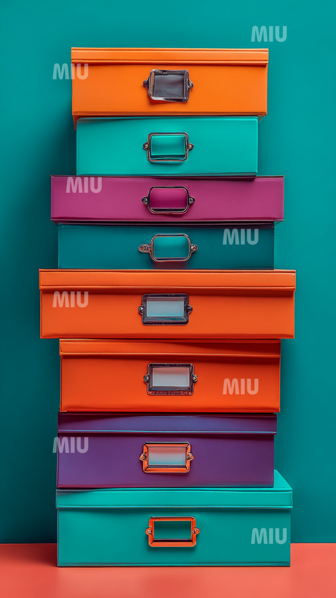 Pile de boîtes colorées symbolisant le classement structuré, l’organisation créative et la gestion claire des projets.