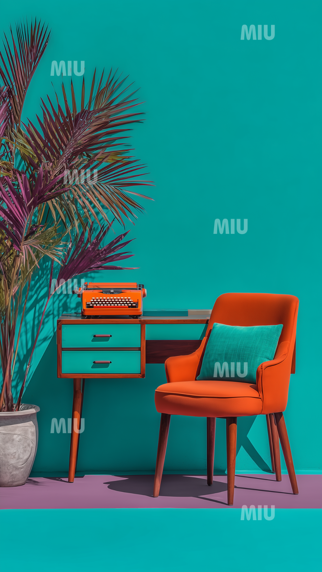 Miu Bureau Ecriture Creatif Colore, bureau d’écriture créatif aux couleurs vives, espace de travail inspirant pour entrepreneuse et créatrice