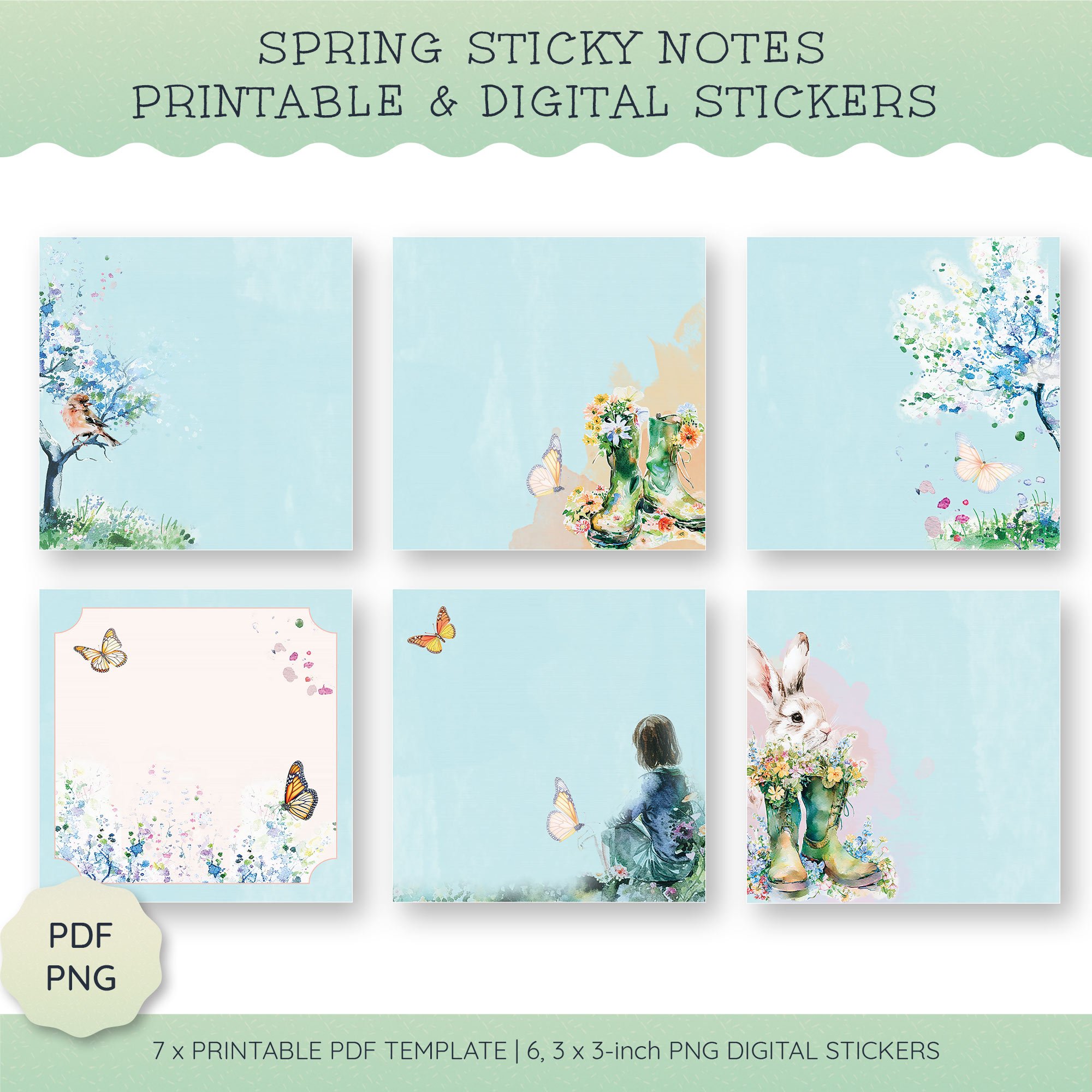Spring Sticky Picture Printable Sticky Notes — Spring Watercolour Designs