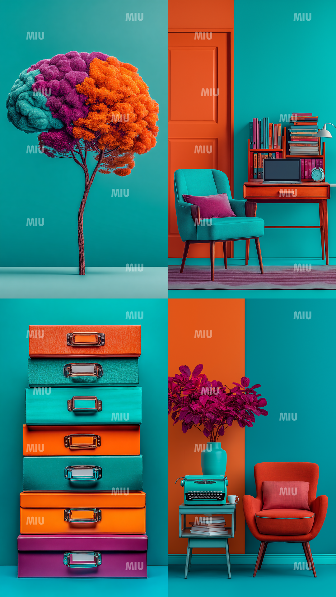 Pack Entrepreneuse Structure Créative – montage visuel montrant un univers de travail organisé avec mobilier, objets créatifs et ambiance professionnelle moderne