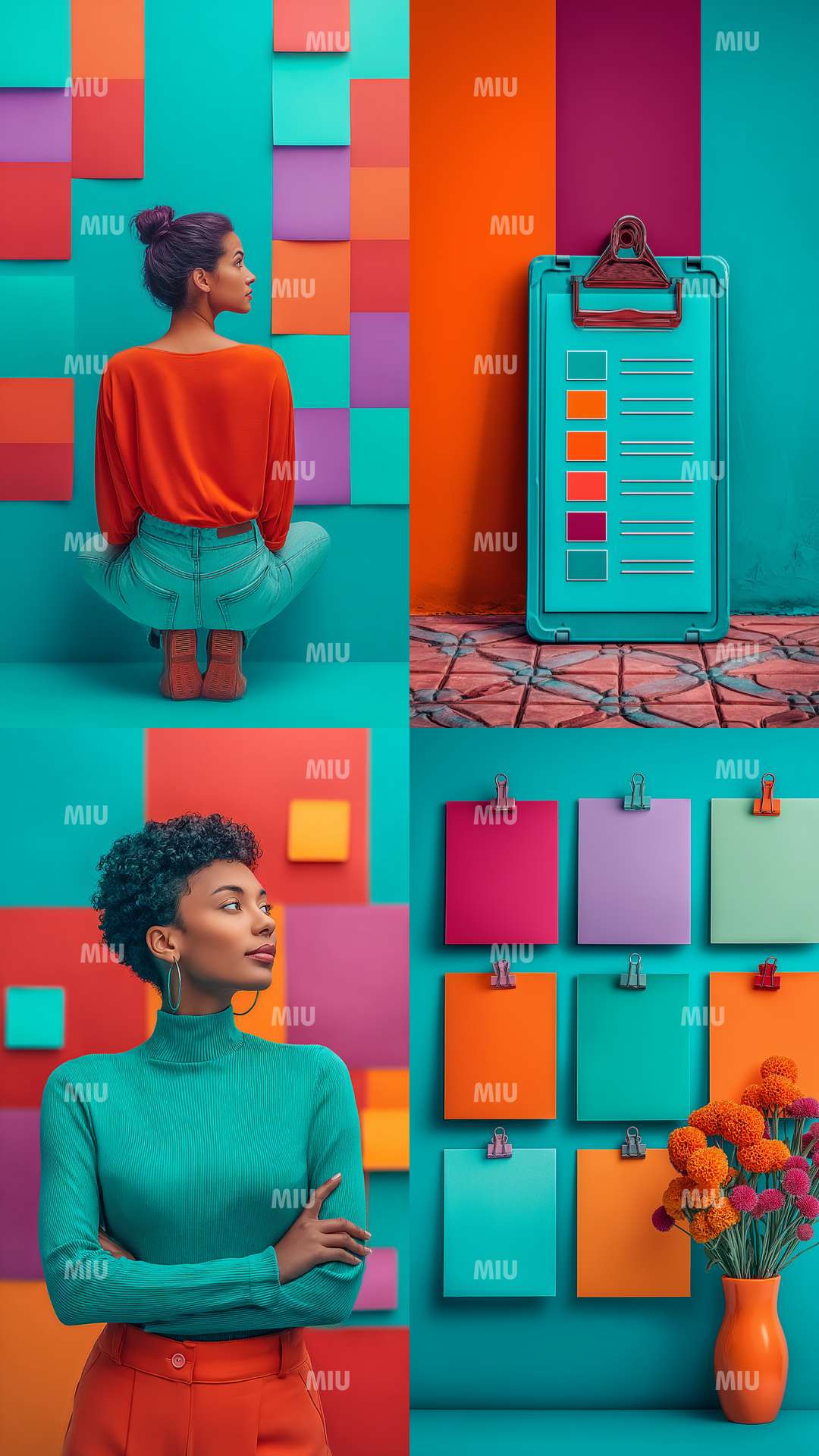 Pack Entrepreneuse Vision Stratégique – montage graphique associant organisation, planification et vision entrepreneuriale dans un univers coloré