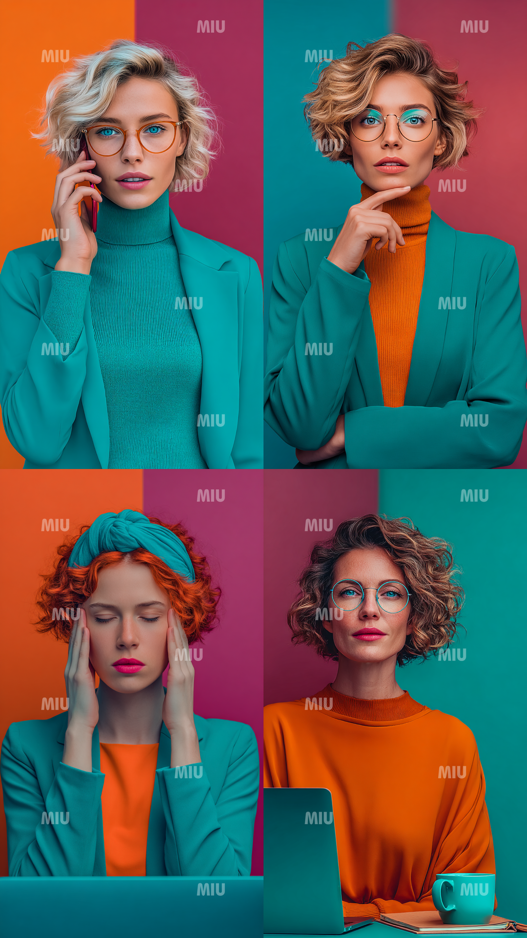 Pack Entrepreneuse Vision Stratégique – montage de portraits d’entrepreneuses confiantes illustrant la réflexion et la prise de décision stratégique