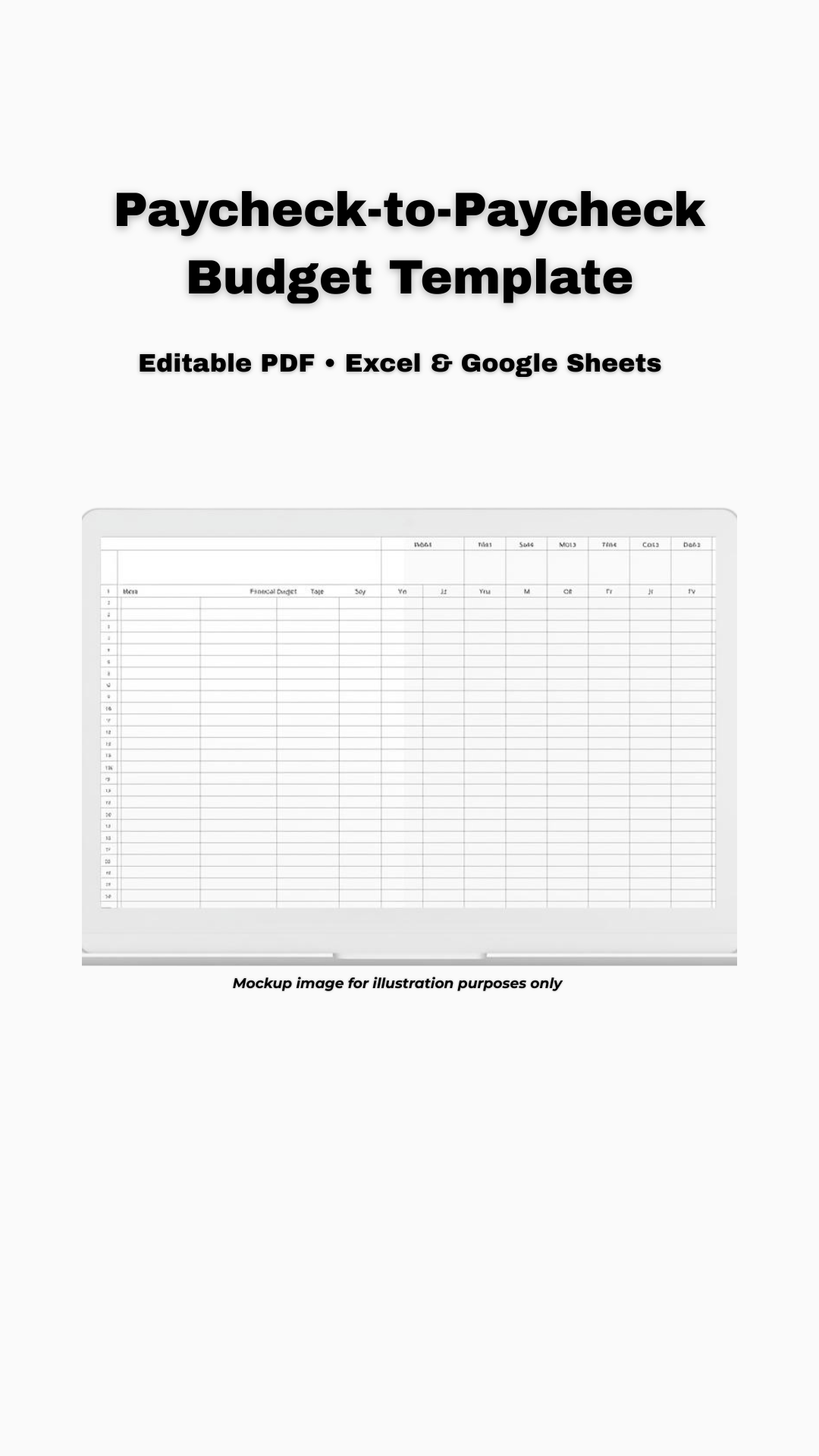 Paycheck to paycheck budget template editable PDF for Excel and Google Sheets