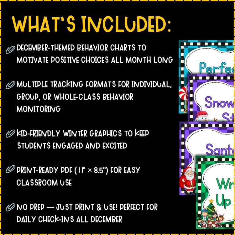 December Behavior Chart - Christmas Holiday Classroom Management Tools