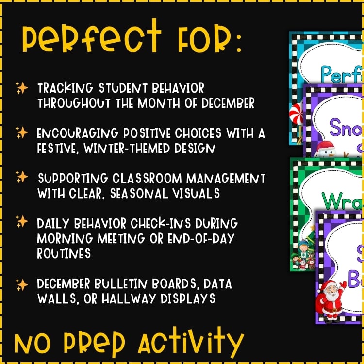 December Behavior Chart - Christmas Holiday Classroom Management Tools