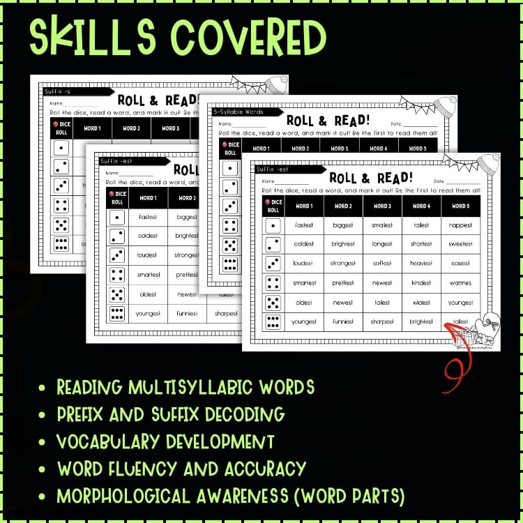 Winter Roll and Read Multisyllabic Words Game | Prefixes & Suffixes ...
