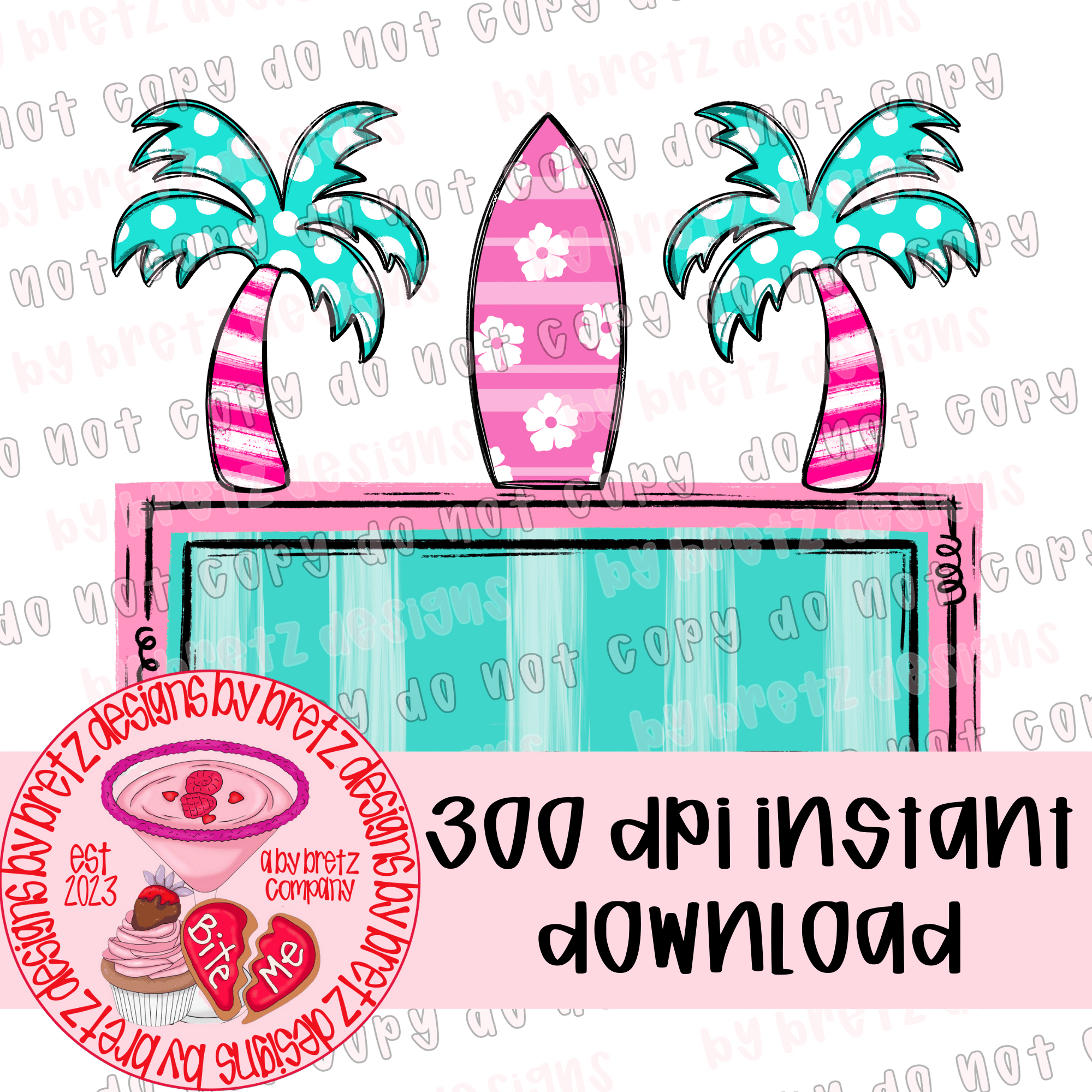 Pink Palms Name Plate PNG - Payhip