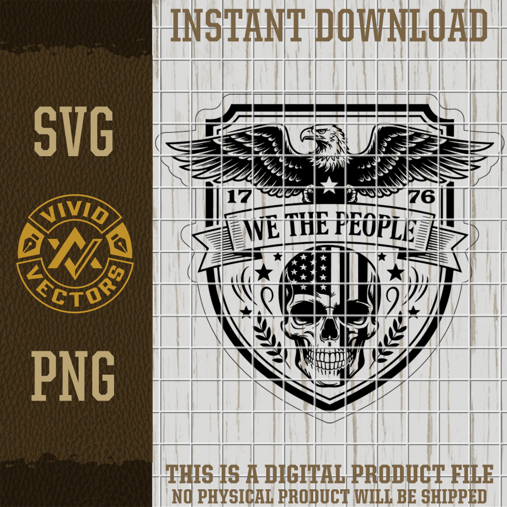 we the people skull eagle patriotic crest badge png svg vector design