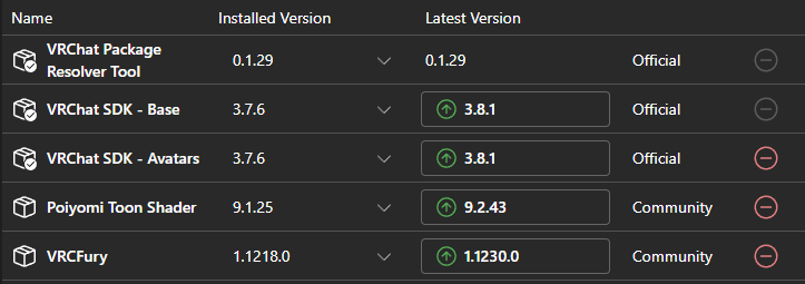 Avatar Package Dependencies