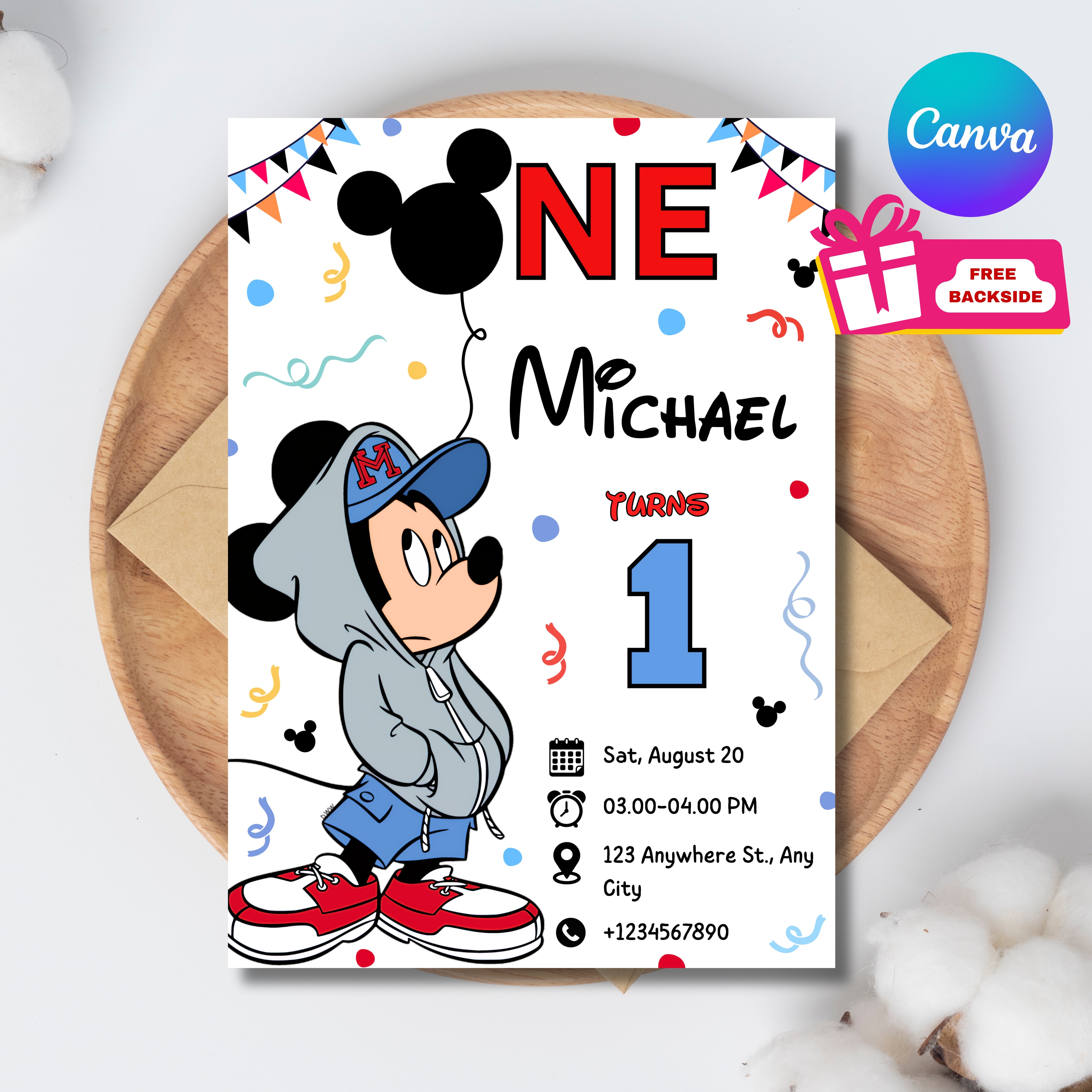 Mickey Mouse Birthday Invitation Template Canva [BI35] - Payhip