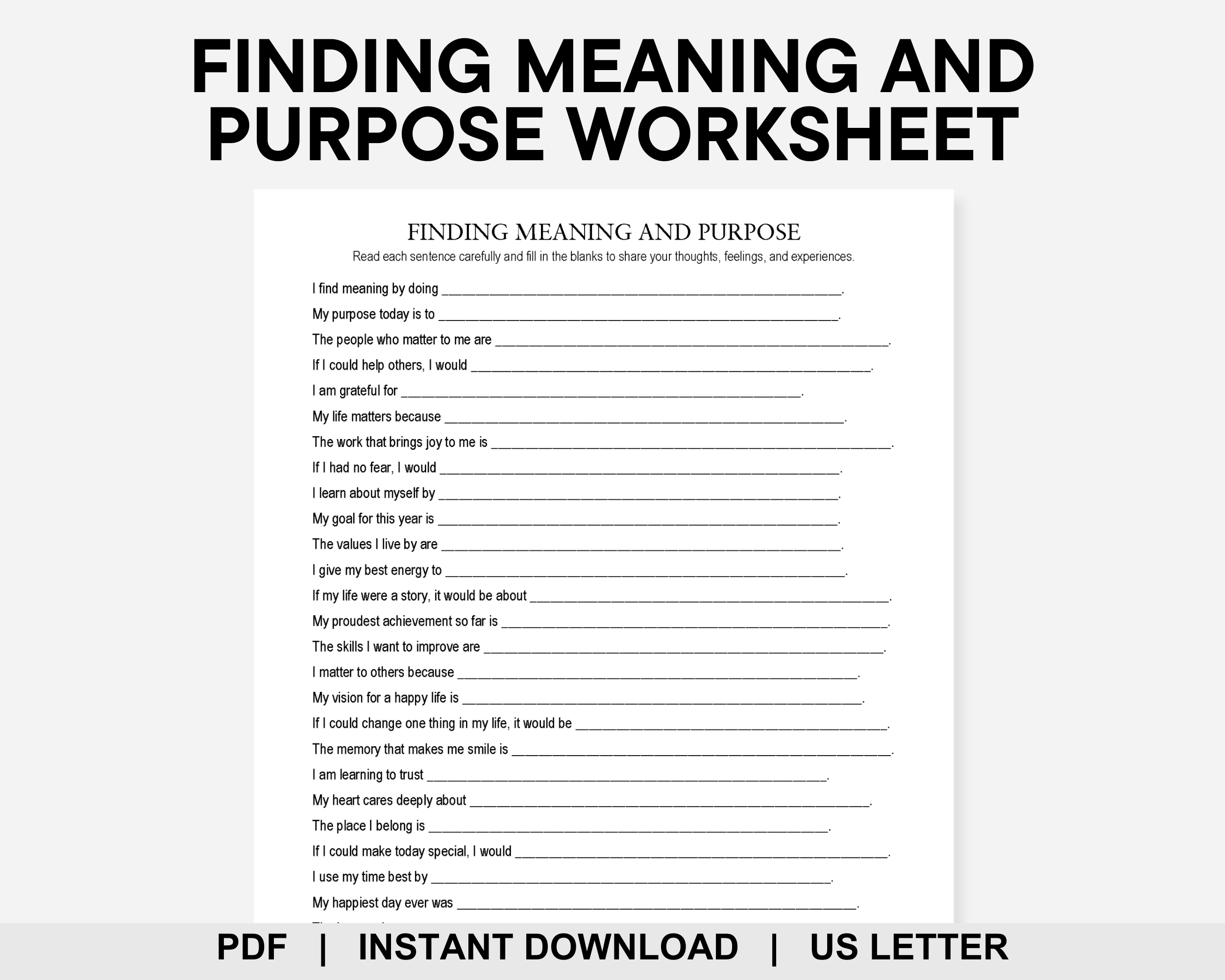 Creating Meaning Worksheets.pdf Finding Meaning and Purpose Worksheet, Life Purpose, Goal Setting, Core ...