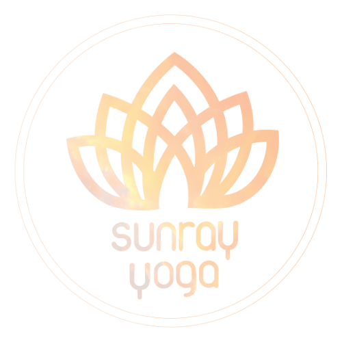 Sunray Yoga logo featuring a minimalist lotus flower with warm sun-inspired gradient, symbolizing yoga practice, holistic wellness and mindful living.