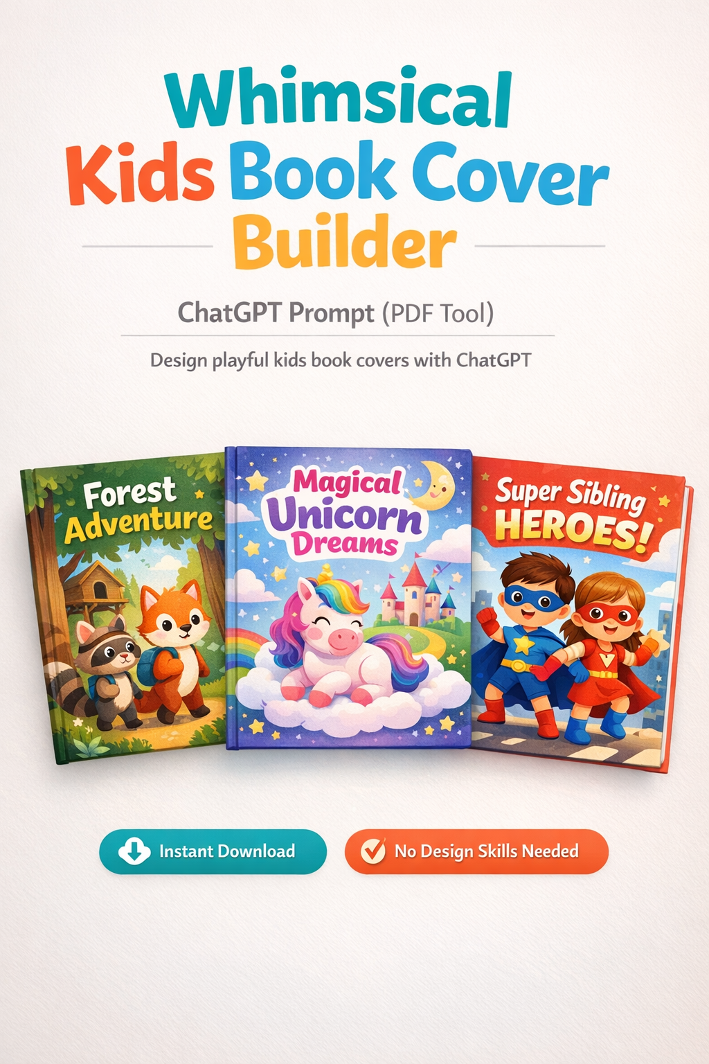 Whimsical Kids Book Cover Builder - ChatGPT Prompt to Create Children’s Book Covers in Minutes