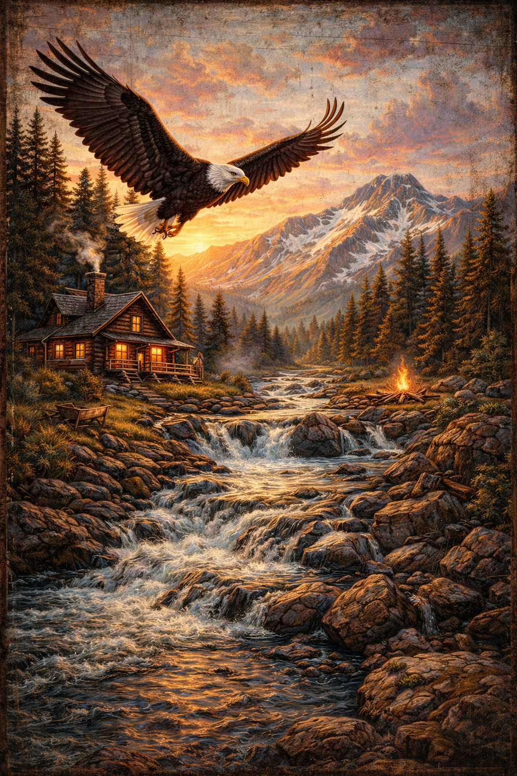 🦅 Mountain Freedom – Rustic Cabin & Bald Eagle Wall Art Printable - Payhip