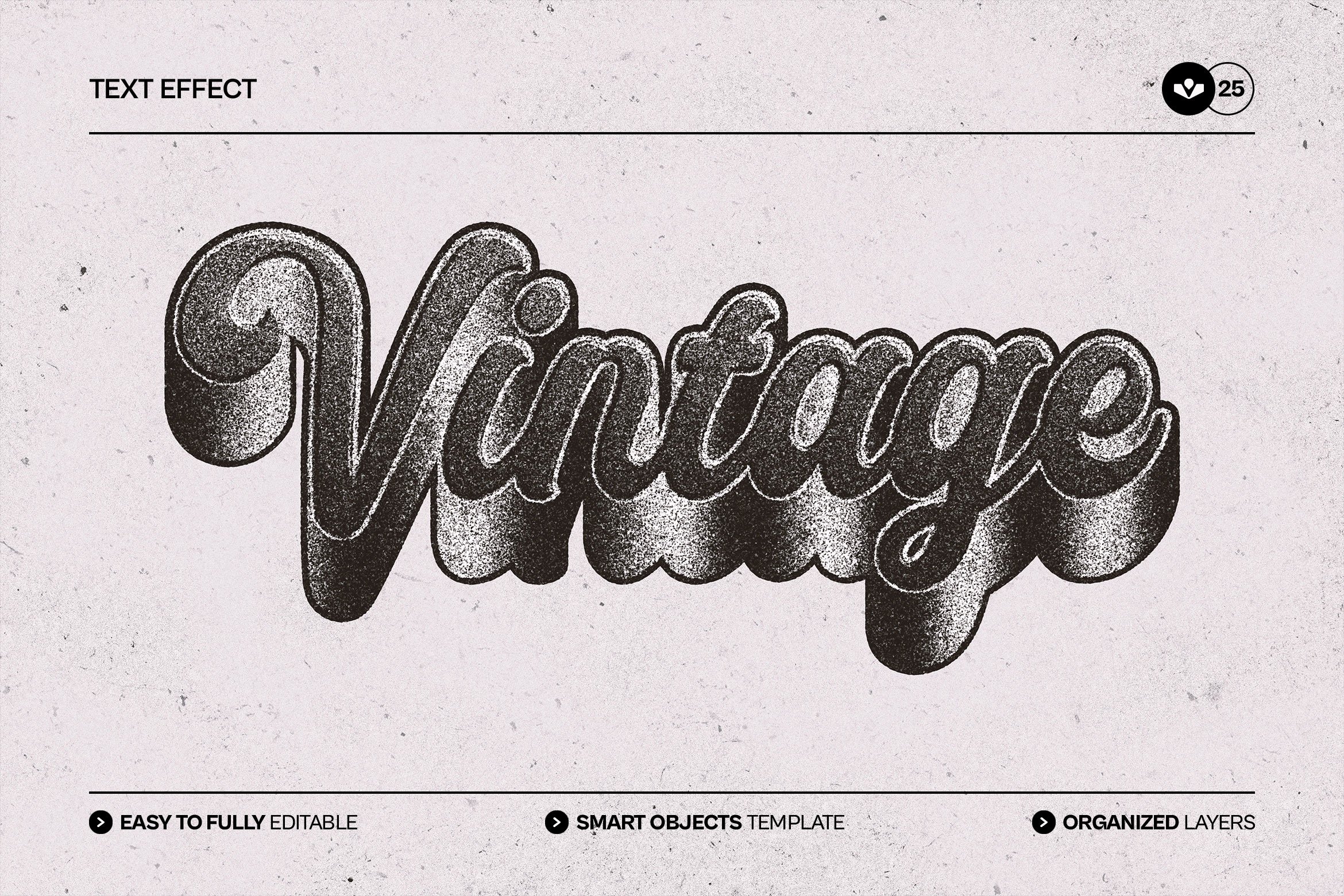 Retro 3D Grunge Text Effect - Payhip