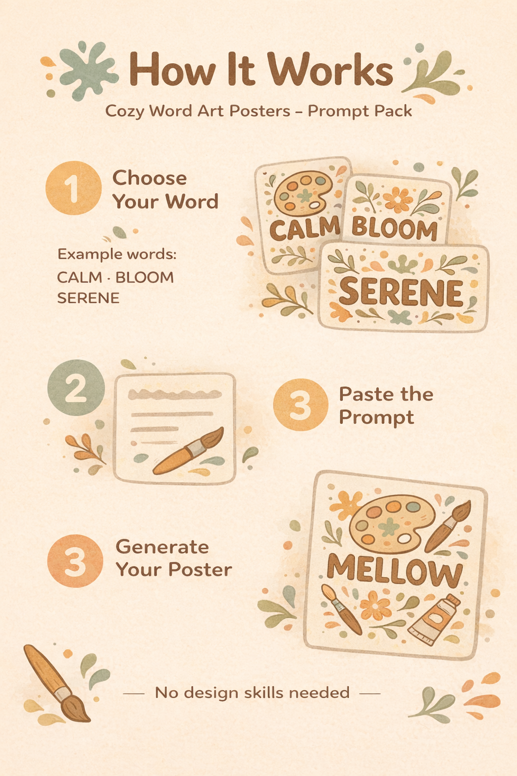 Cozy Word Art Posters – AI Prompt Pack for Printable & Wall Decor