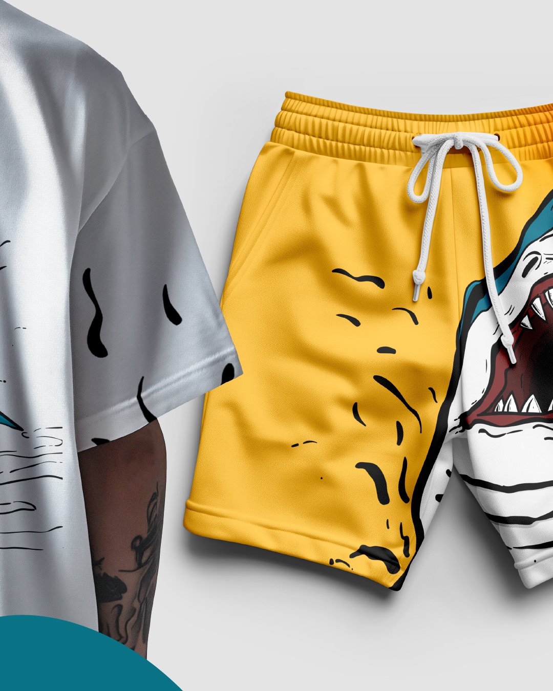 Bold shark illustration designed for t-shirts and apparel, modern, clean and high-impact.