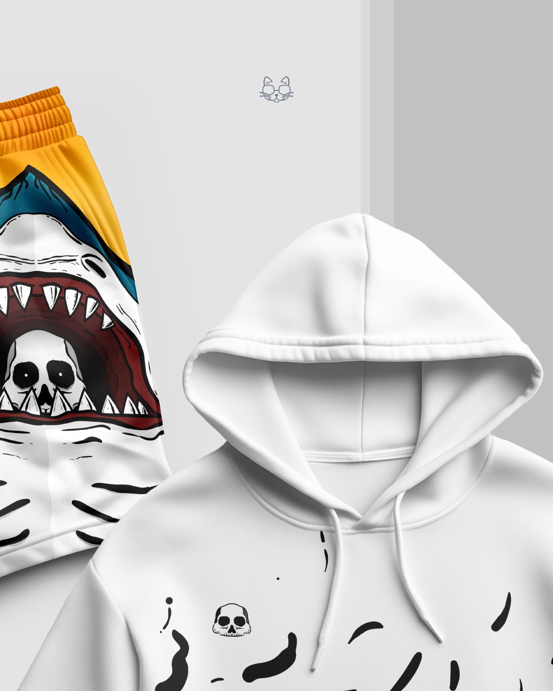 Bold shark illustration designed for t-shirts and apparel, modern, clean and high-impact.