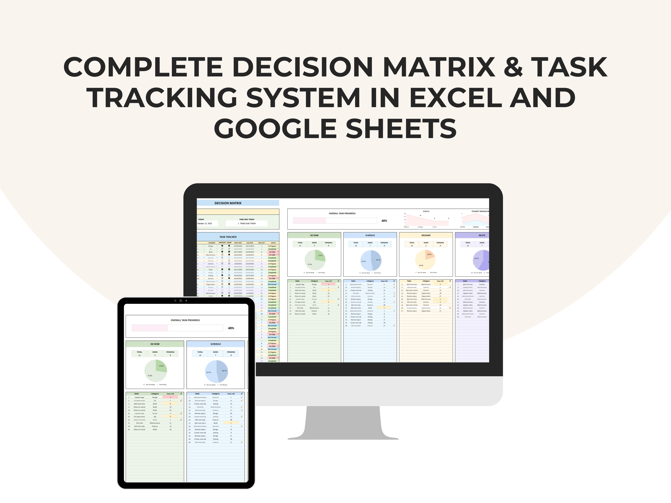 Complete Decision Matrix & Task Tracking System (Google Sheets)