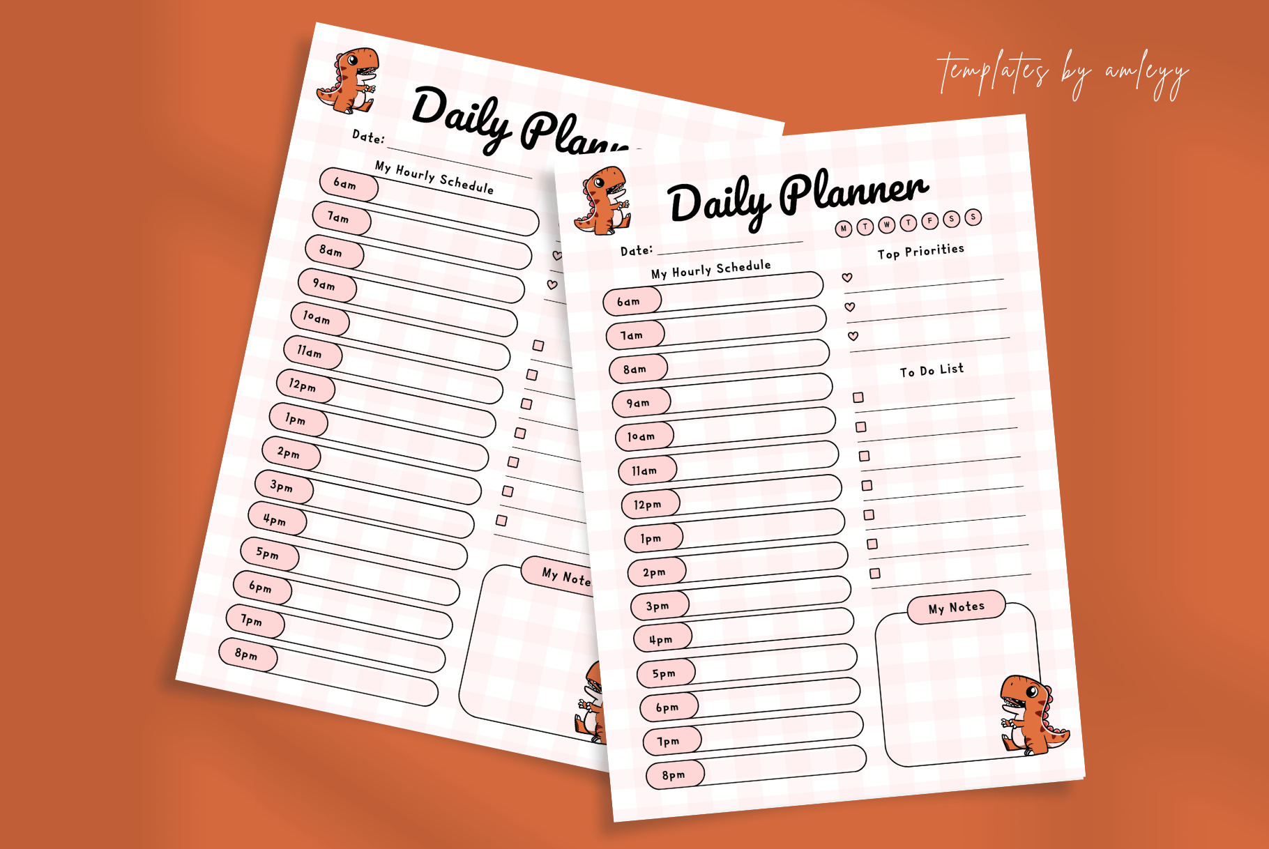 Cute Kawaii Daily Planner Template Canva | Aesthetic Pastel ...