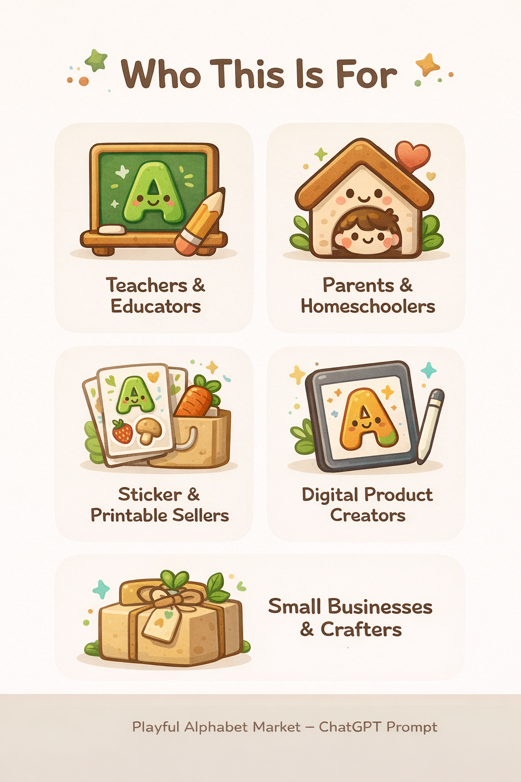 Playful Alphabet Market Create Cute Alphabet & Number Art with AI – ChatGPT Prompt