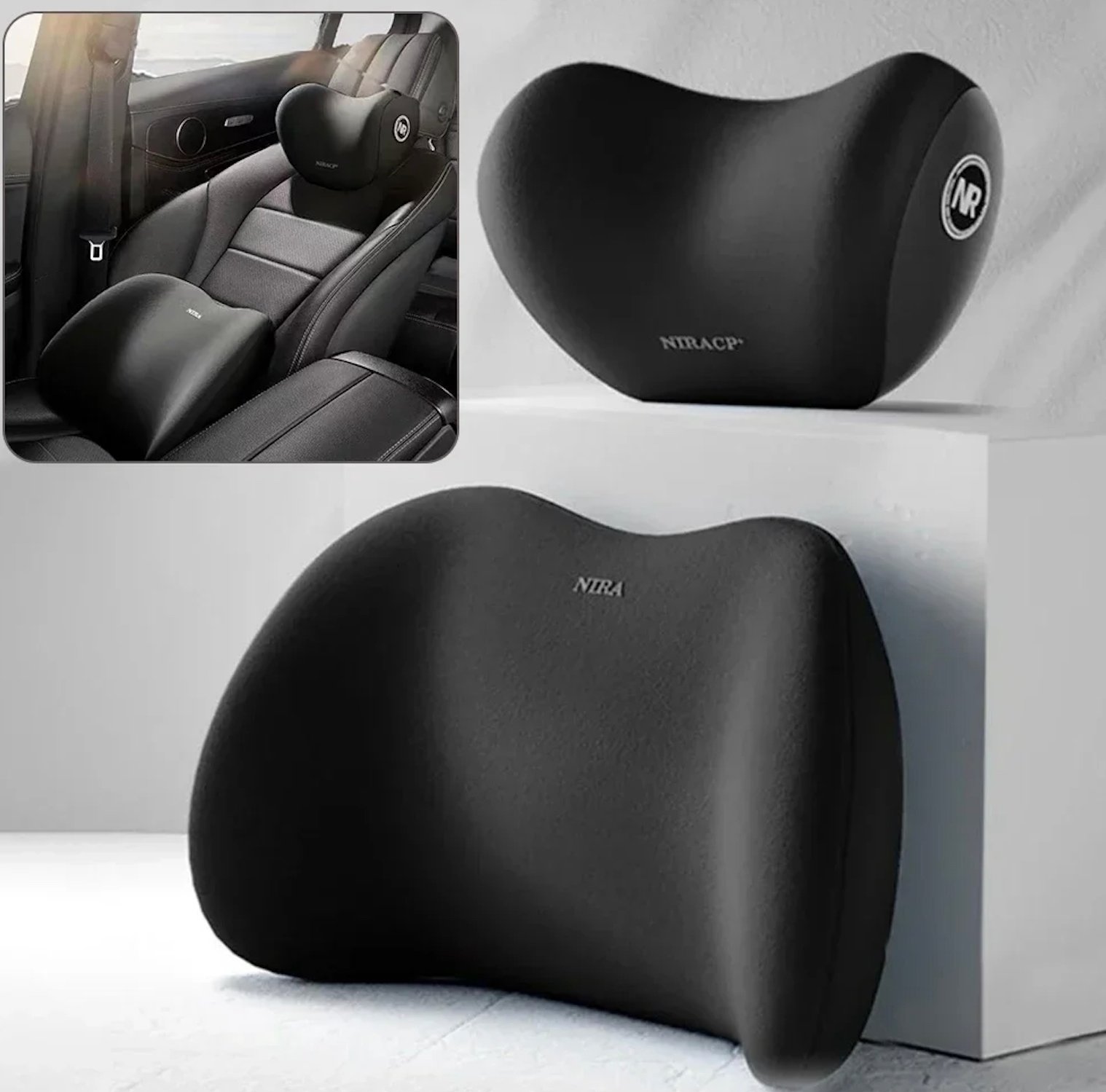 BH Car Headrest/Lumbar Support Car Neck Pillow Waist Cushion Driver ...
