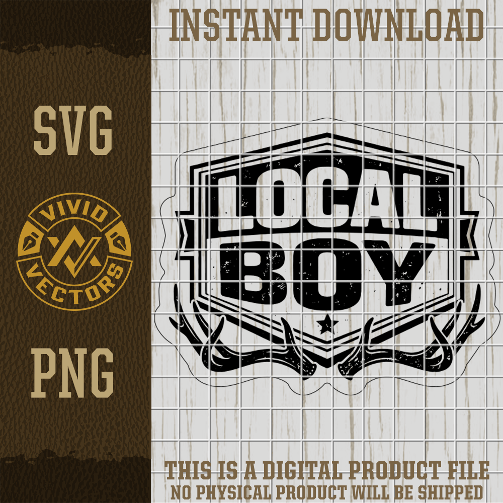 Local Boy Deer Antlers Buck Hunter Hunting SVG PNG