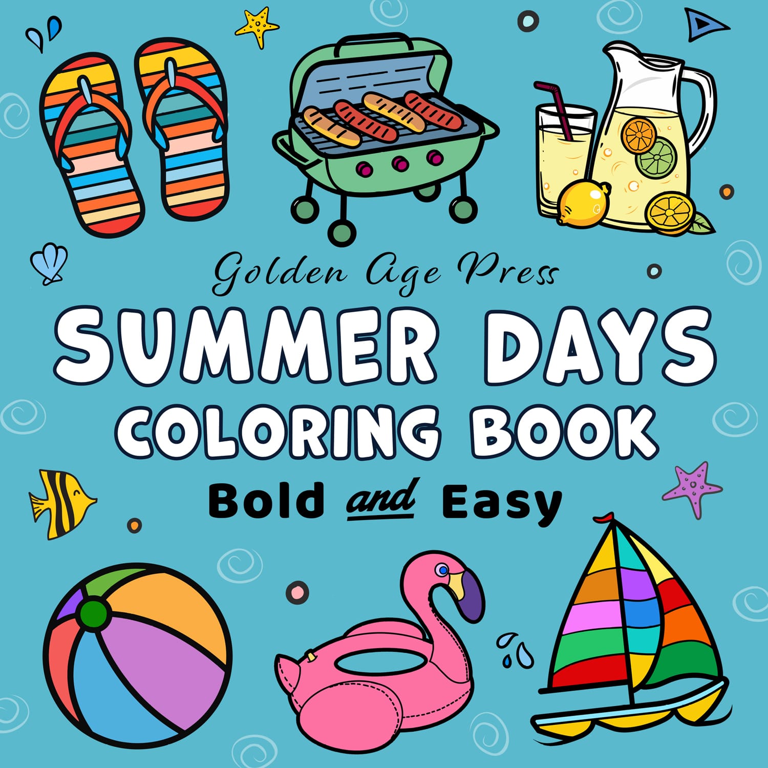 Summer Days Bold & Easy Coloring Pages : Printable PDF