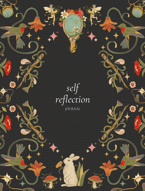 "Cover of Vintage Self-Reflection Journal with soft illustrated design and text self reflection JOURNAL – warm, timeless aesthetic for daily journaling."