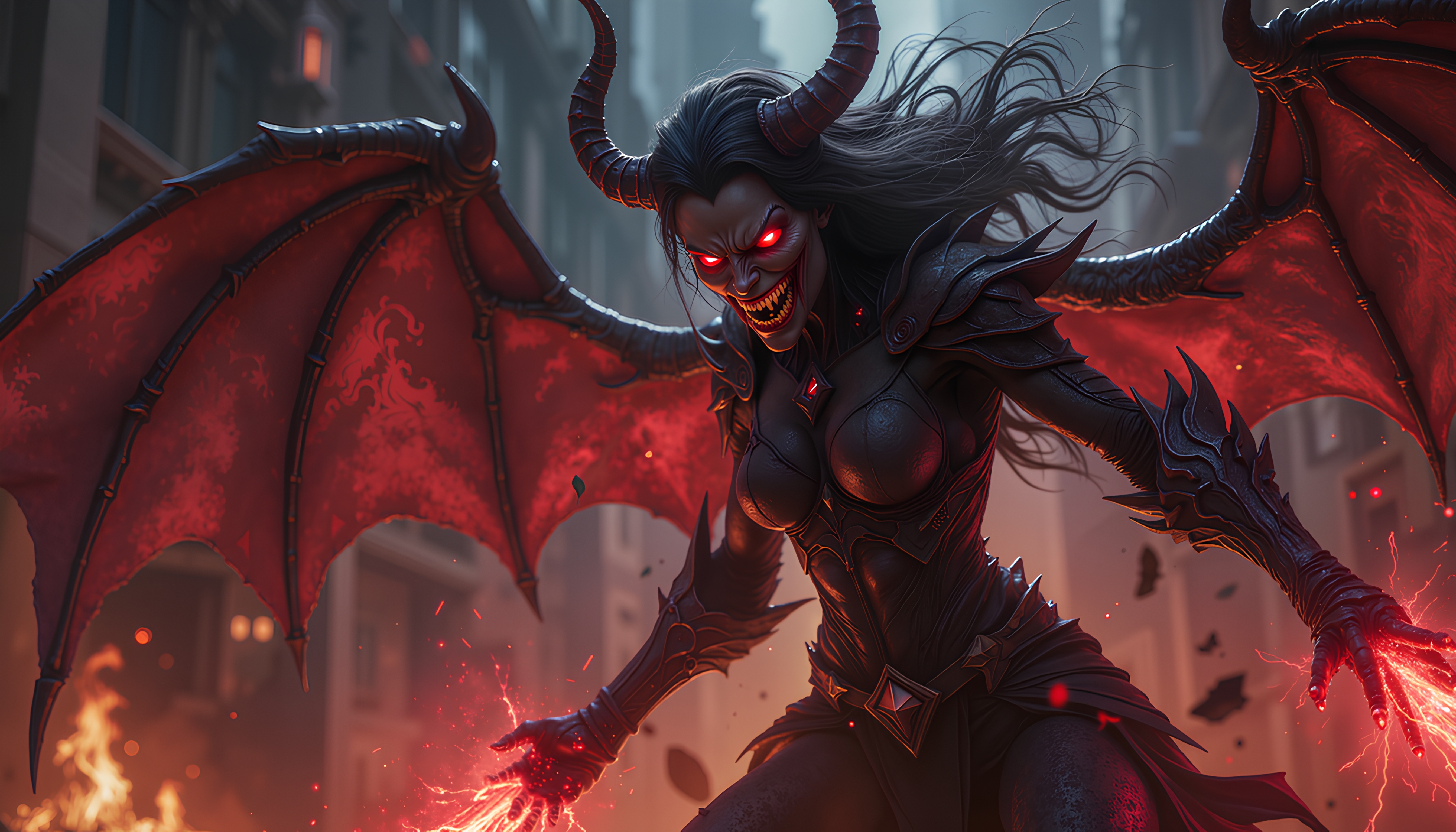 Female Hell Demon General engaging in combat with the forces of hell