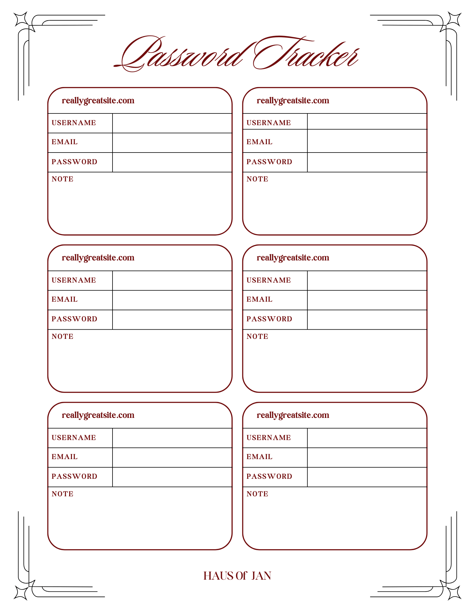 Password Tracker – Minimal & Organized Login Log - Payhip
