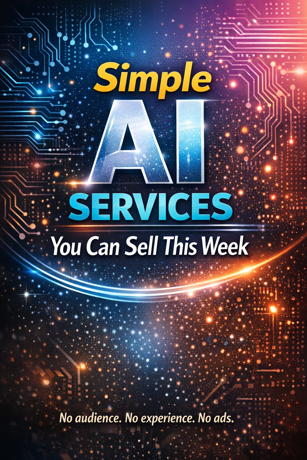 Cover of a digital guide titled “Simple AI Services You Can Sell This Week” showing how to sell AI-powered services without experience or ads.